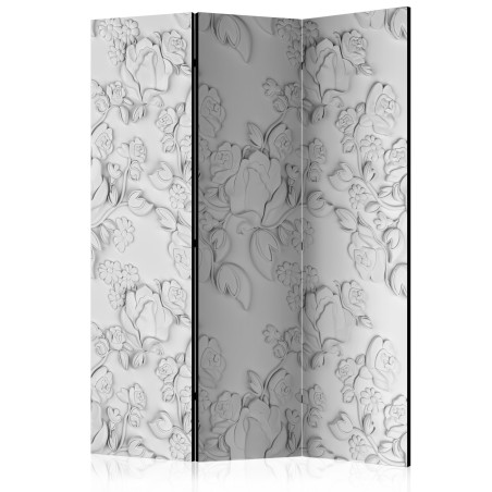 Paravan White Ornament: Roses [Room Dividers] 135 cm x 172 cm-01