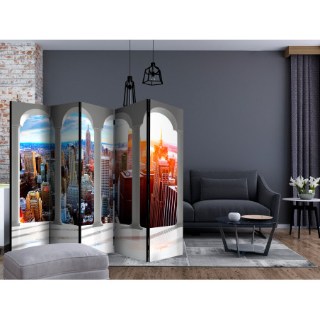 Paravan Pillars And New York Ii [Room Dividers] 225 cm x 172 cm-01