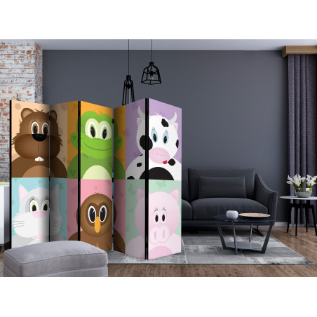 Paravan Cheerful Animals Ii [Room Dividers] 225 cm x 172 cm-01