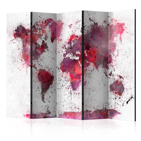 Paravan World Map: Red Watercolors Ii [Room Dividers] 225 cm x 172 cm-01