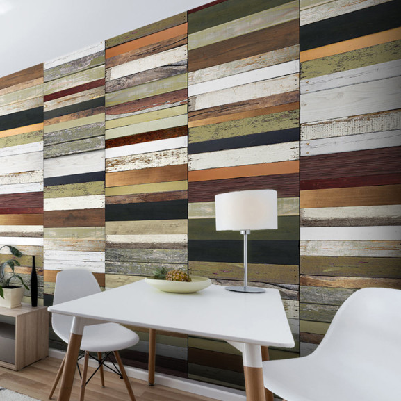 Fototapet Rainbow-Colored Wood Tones