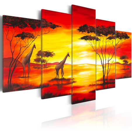 Tablou Giraffes On The Background With Sunset-01