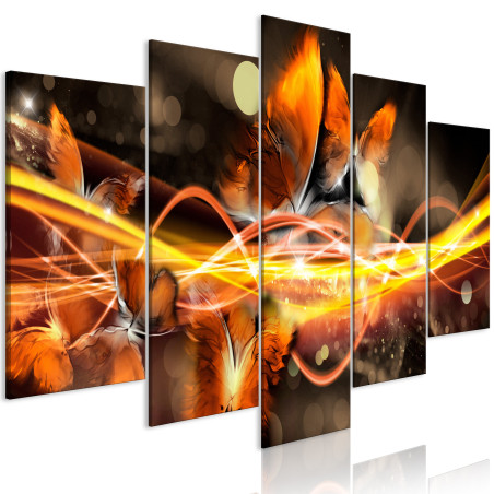 Tablou Swarm Of Butterflies (5 Parts) Wide Orange-01