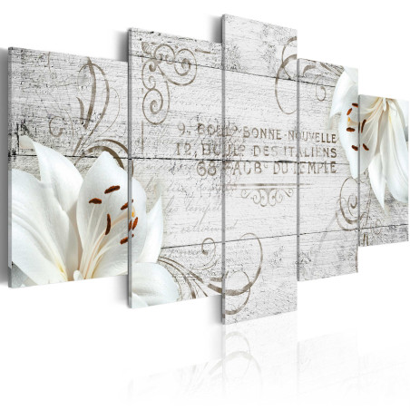 Tablou White Lilies On Wood-01