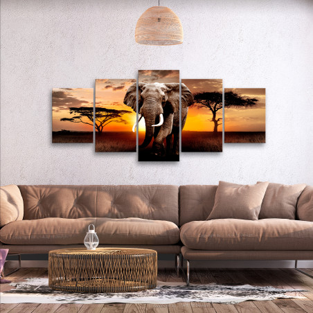 Tablou Wandering Elephant (5 Parts) Wide-01