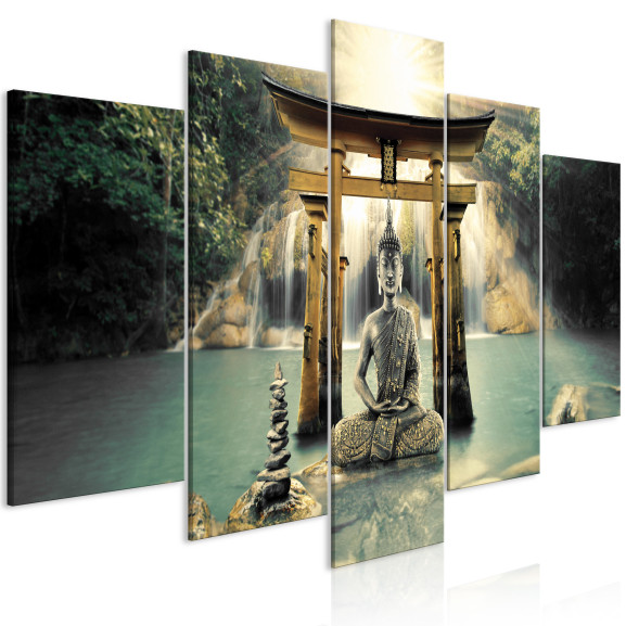 Tablou Buddha Smile (5 Parts) Wide