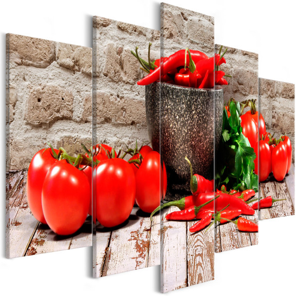 Tablou Red Vegetables (5 Parts) Brick...