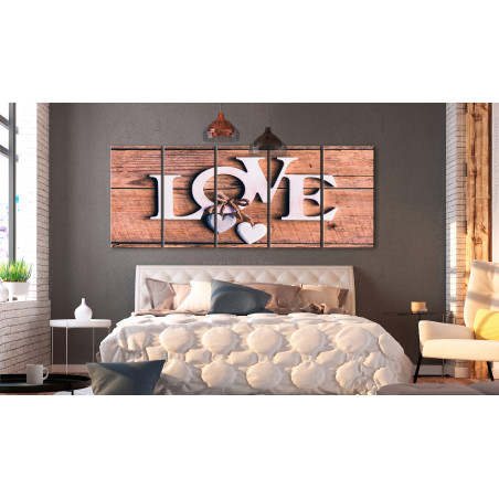 Tablou Wooden Letters (5 Parts) Narrow-01