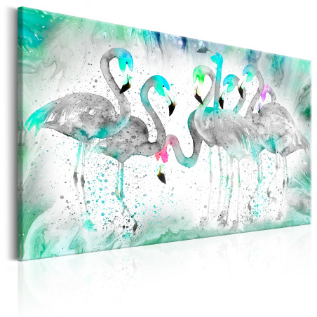 Tablou Turquoise Flamingoes-01