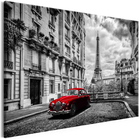 Tablou Car In Paris (1 Part) Red Wide