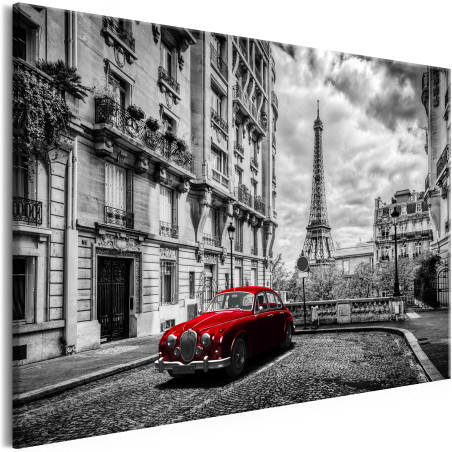 Tablou Car In Paris (1 Part) Red Wide-01