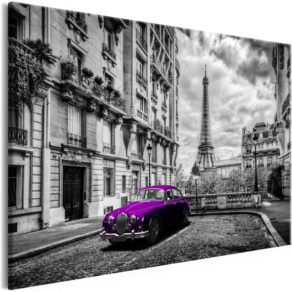 Tablou Car In Paris (1 Part) Violet Wide