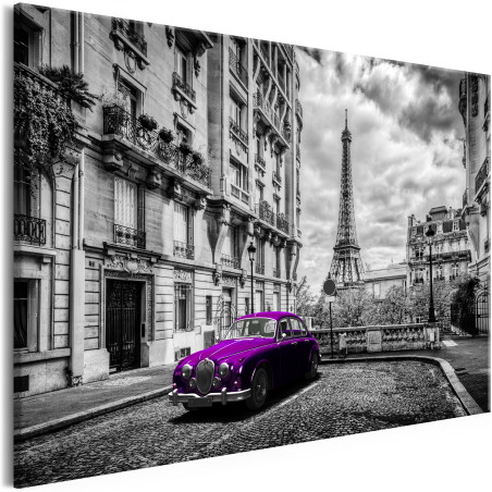 Tablou Car In Paris (1 Part) Violet Wide-01