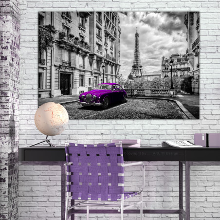 Tablou Car In Paris (1 Part) Violet Wide-01