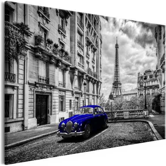 Tablou Car In Paris (1 Part) Blue Wide