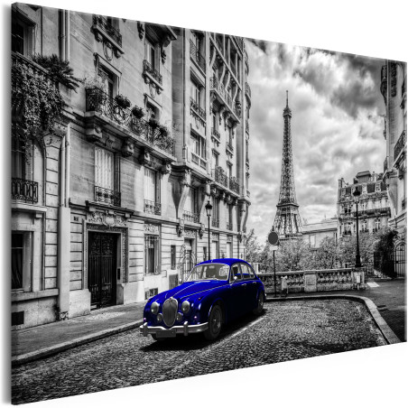 Tablou Car In Paris (1 Part) Blue Wide-01