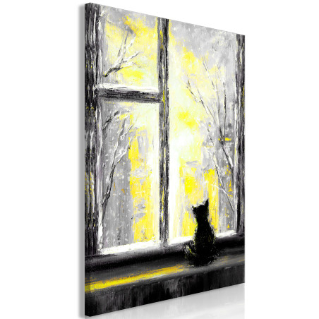 Tablou Longing Kitty (1 Part) Vertical Yellow-01