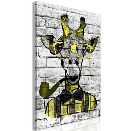 Tablou Giraffe With Pipe (1 Part) Vertical Yellow-01