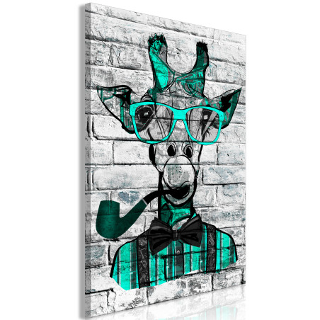 Tablou Giraffe With Pipe (1 Part) Vertical Green-01