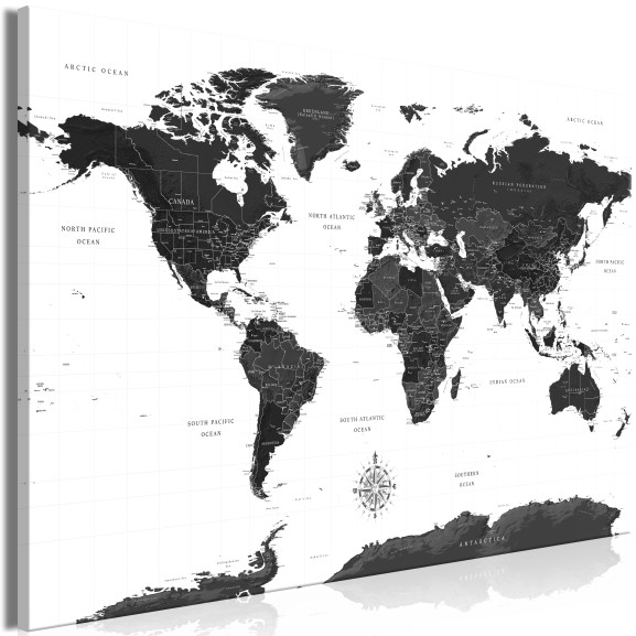 Tablou Black And White Map (1 Part) Wide