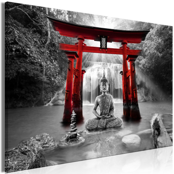 Tablou Buddha Smile (1 Part) Wide Red