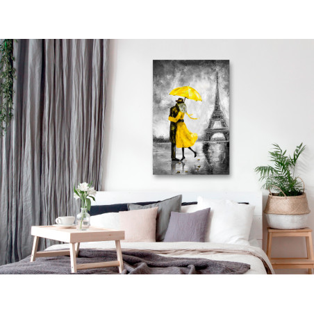 Tablou Paris Fog (1 Part) Vertical Yellow-01