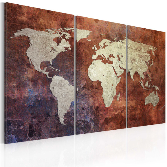 Tablou Rusty Map Of The World Triptych