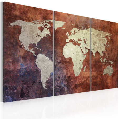 Tablou Rusty Map Of The World Triptych-01