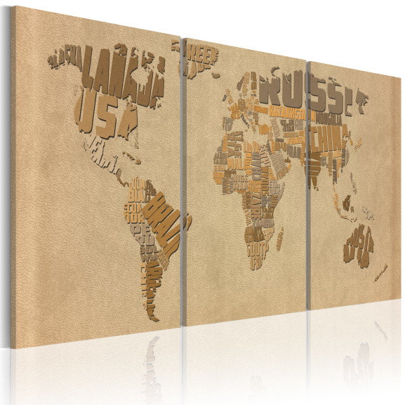 Tablou The World Map In Beige And Brown