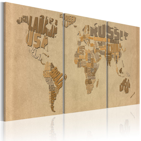 Tablou The World Map In Beige And Brown-01