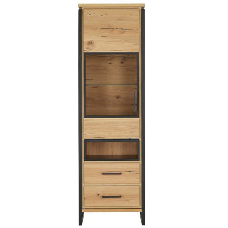 Vitrina Ingusta Reno 1 Usa+2 Sertare , Smoked Oak, 60 x 41 x 200 Cm-01