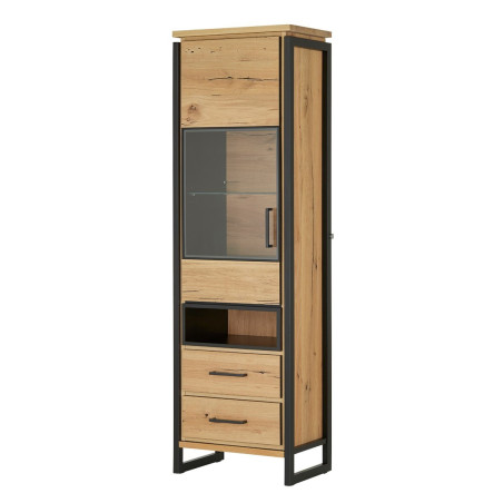 Vitrina Ingusta Reno 1 Usa+2 Sertare , Smoked Oak, 60 x 41 x 200 Cm-01