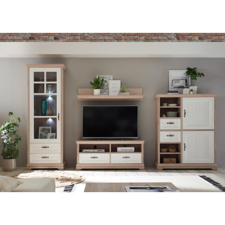 Vitrina 1Usa + 2Sertare Avenue, Stejar & Anderson Pine, 208 x 43 x 74 Cm-01