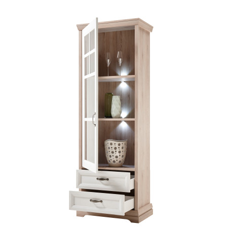 Vitrina 1Usa + 2Sertare Avenue, Stejar & Anderson Pine, 208 x 43 x 74 Cm-01