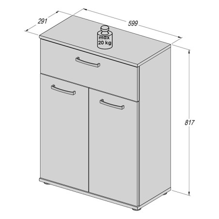 Comoda Nikole, Alb, 599 x 817 x 289 mm.-01