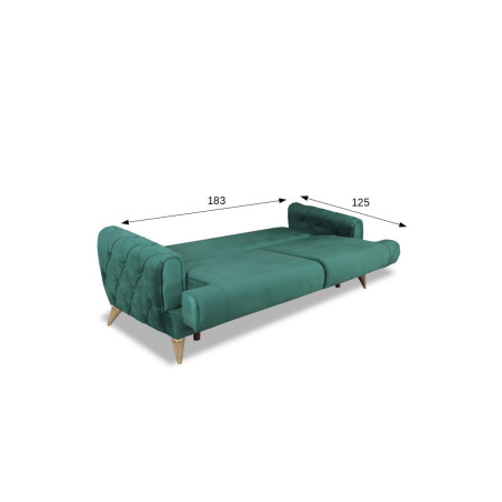 Canapea Extensibila 3L, Glamour Verde, 220 x 94 x 86 Cm-01