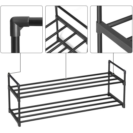 Suport Incaltaminte Din Metal, Negru, 92 x 30 x 33 cm-01