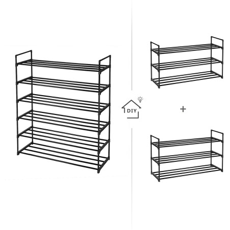 Suport Incaltaminte Din Metal, Negru, 92 x 30 x 54 cm-01