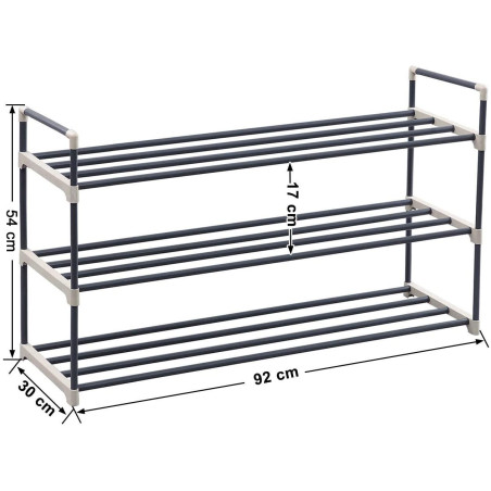 Suport Incaltaminte Din Metal, Gri, 92 x 30 x 54 cm-01