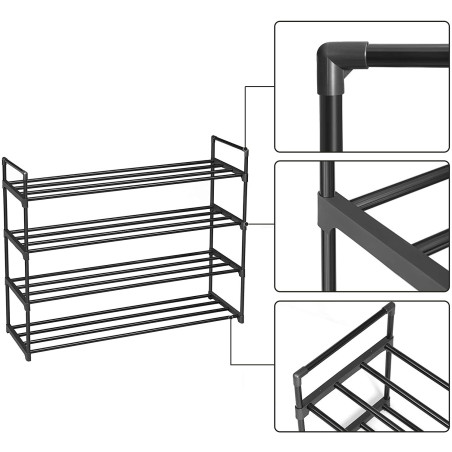 Suport Incaltaminte Din Metal, Negru, 92 x 30 x 73 cm-01