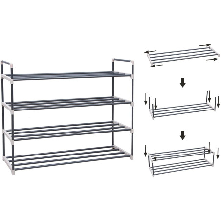 Suport Incaltaminte Din Metal, Gri, 92 x 74 x 30 cm-01