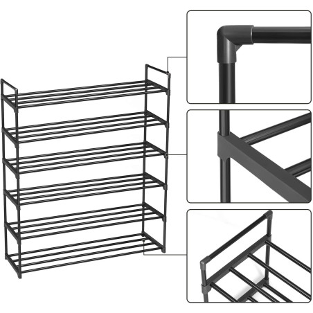 Suport Incaltaminte Din Metal, Negru, 92 x 30 x 113 cm-01