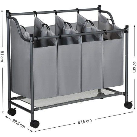 Cos De Rufe Cu Roti, Gri, 87.5 x 38.5 x (67-81) cm-01