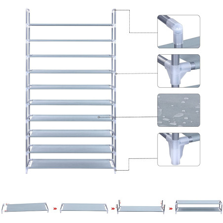 Suport Incaltaminte Gri, 100 x 29 x 175 cm-01