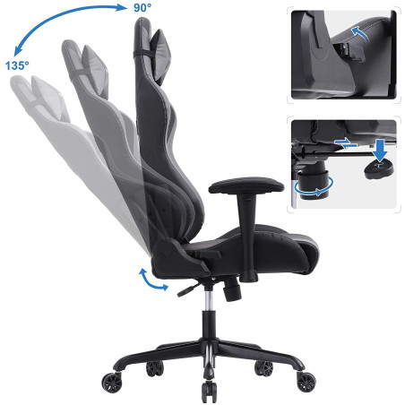 Scaun Birou Ergonomic Gaming Free, Gri&Negru, 69 x 71 x 128 Cm-01