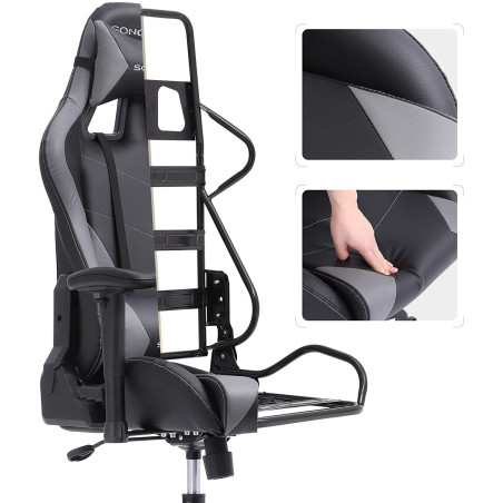 Scaun Birou Ergonomic Gaming Free, Gri&Negru, 69 x 71 x 128 Cm-01