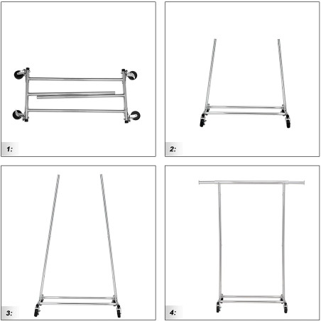 Suport mobil cu 1 bara Chrome 1, (92-132) x 45.4 x 160 cm-01