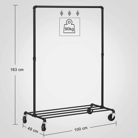 Suport mobil cu roti Black 2, 100 x 49 x 163 cm-01