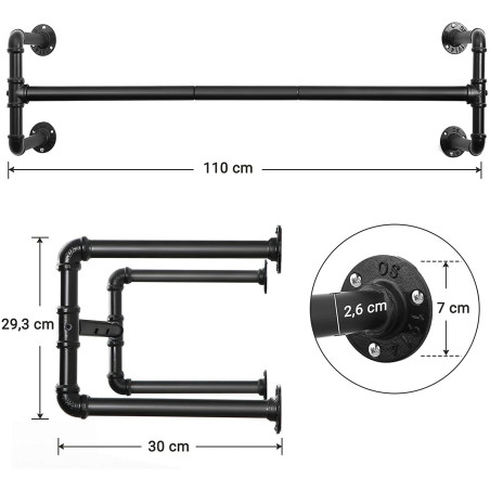 Cuier metal suspendat, 110 x 30 x 29.3 cm-01