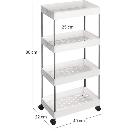 Etajera cu roti si 4 rafturi, 40 x 22 x 86 cm-01